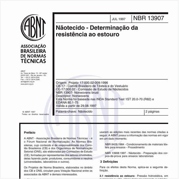 Nãotecido - Determinação da resistência ao estouro