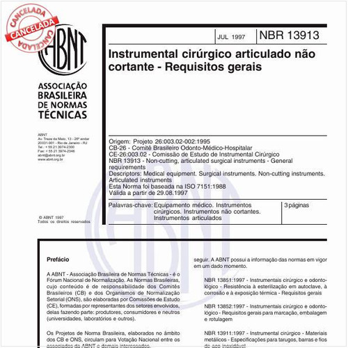Instrumental cirúrgico articulado não cortante - Requisitos gerais