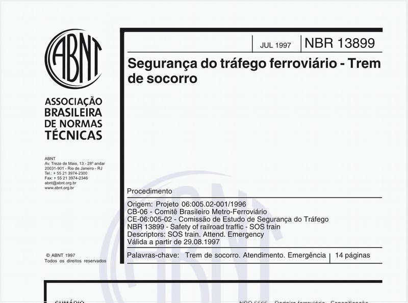 Segurança do tráfego ferroviário - Trem de socorro
