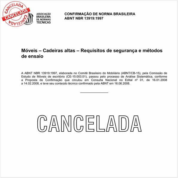 Móveis - Cadeiras altas - Requisitos de segurança e métodos de ensaio