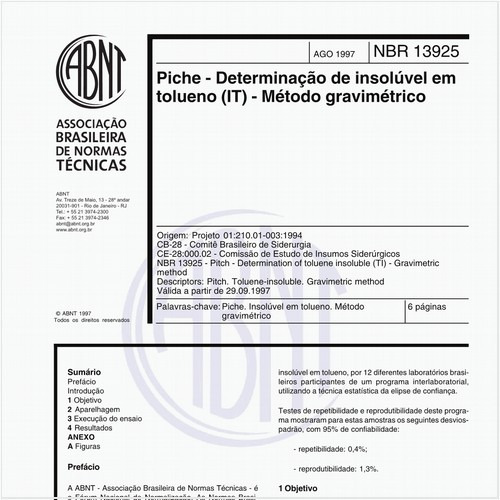 Piche - Determinação de insolúvel em tolueno (IT) - Método gravimétrico
