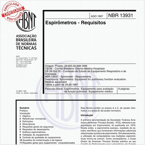 Espirômetros - Requisitos