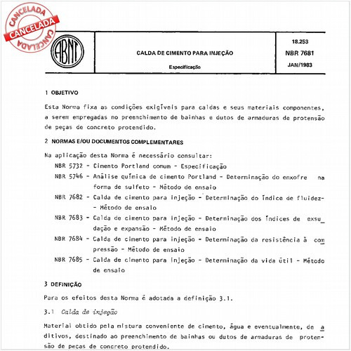 Calda de cimento para injeção