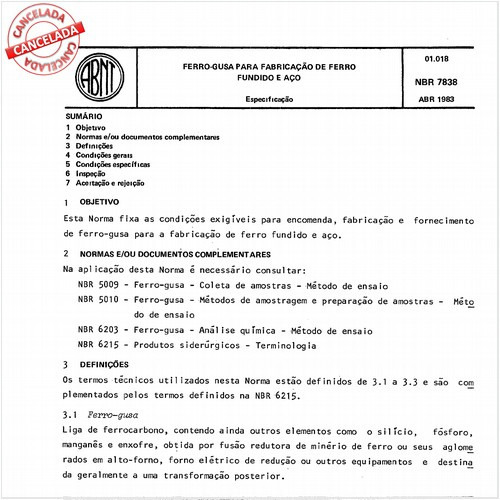 Ferro-gusa para fabricação de ferro fundido e aço