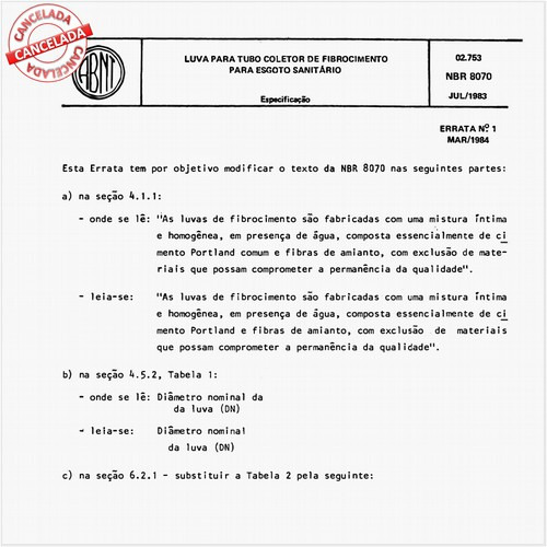 Luva para tubo coletor de fibrocimento para esgoto sanitário