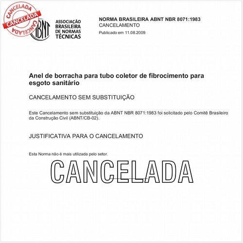 Anel de borracha para tubo coletor de fibrocimento para esgoto sanitário