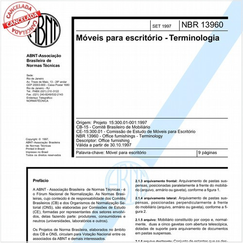 Móveis para escritório - Terminologia