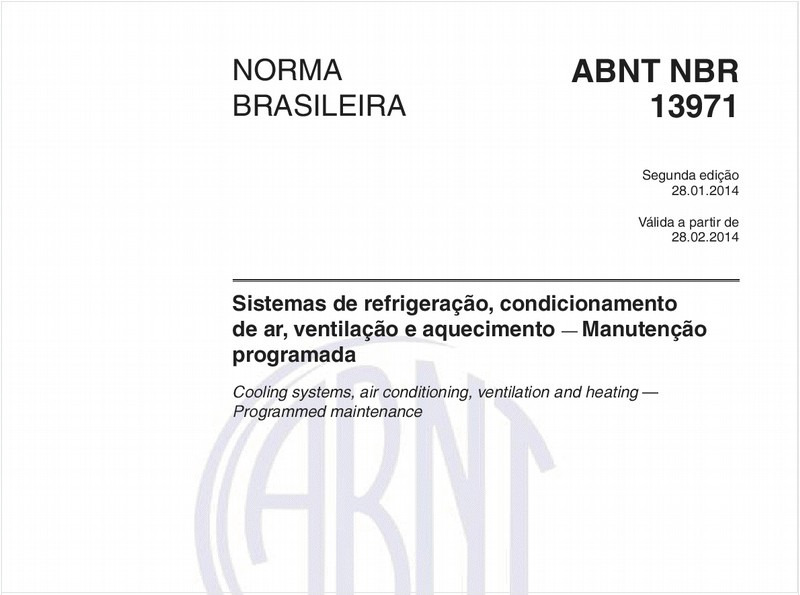 Sistemas de refrigeração, condicionamento de ar, ventilação e aquecimento — Manutenção programada