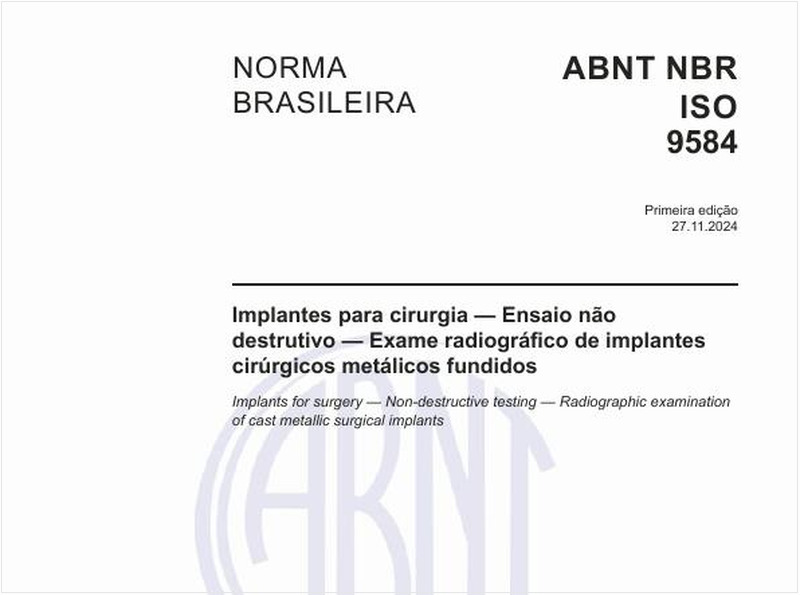 Implantes para cirurgia — Ensaio não destrutivo — Exame radiográfico de implantes cirúrgicos metálicos fundidos