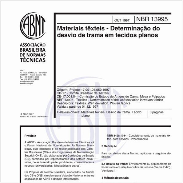 Materiais têxteis - Determinação do desvio de trama em tecidos planos