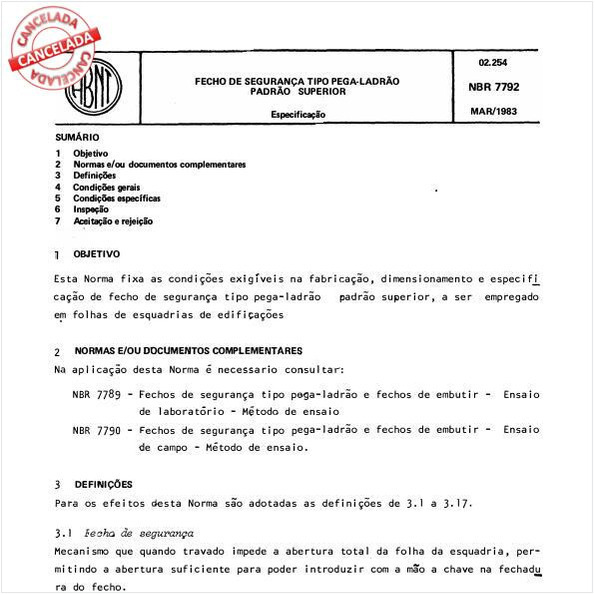 Fecho de segurança tipo pega-ladrão - Padrão superior