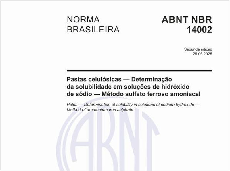 Pastas celulósicas — Determinação da solubilidade em soluções de hidróxido de sódio — Método sulfato ferroso amoniacal