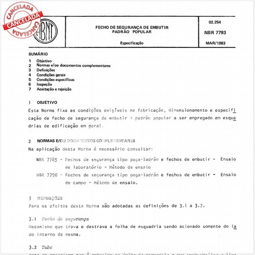 Fecho de segurança de embutir - Padrão popular
