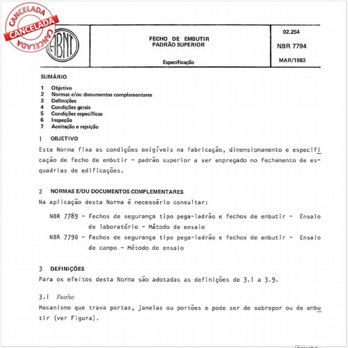 Fecho de embutir - Padrão superior