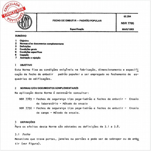 Fecho de embutir - Padrão popular