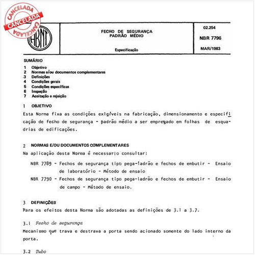 Fecho de segurança - Padrão médio