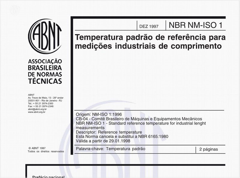 Temperatura padrão de referência para medições industriais de comprimento