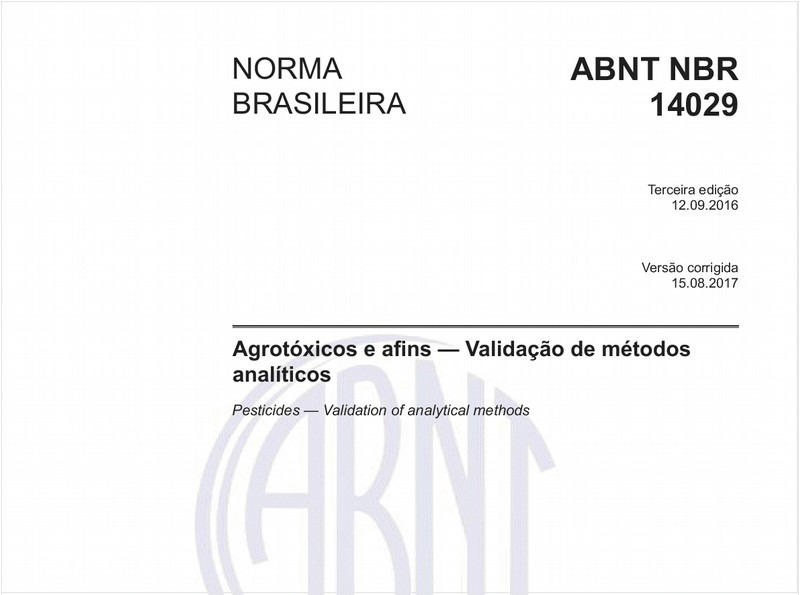 Agrotóxicos e afins - Validação de métodos analíticos