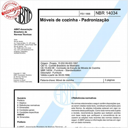 Móveis de cozinha - Padronização