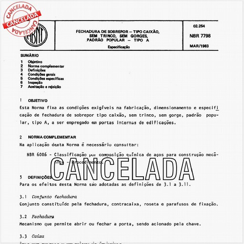 Fechadura de sobrepor - Tipo caixão sem trinco e sem gorges - Padrão popular - Tipo A