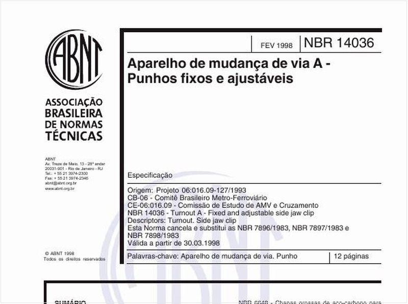 Aparelho de mudança de via A - Punhos fixos e ajustáveis