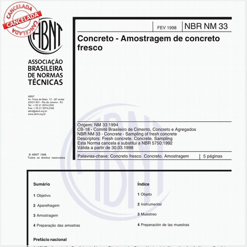 Concreto - Amostragem de concreto fresco