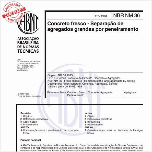 Concreto fresco - Separação de agregados grandes por peneiramento