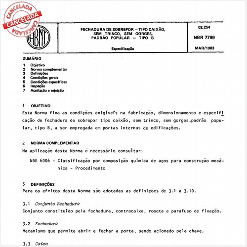 Fechadura de sobrepor - Tipo caixão sem trinco e sem gorges - Padrão popular - tipo B