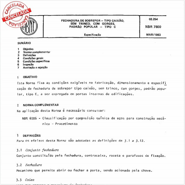 Fechadura de sobrepor - Tipo caixão sem trinco e com gorges - Padrão popular - Tipo C