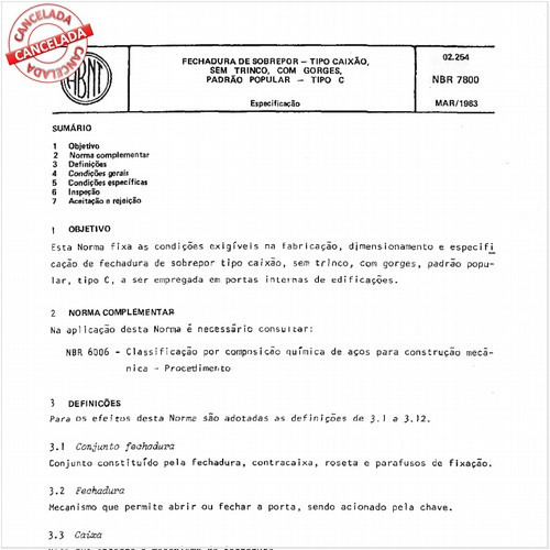 Fechadura de sobrepor - Tipo caixão sem trinco e com gorges - Padrão popular - Tipo C