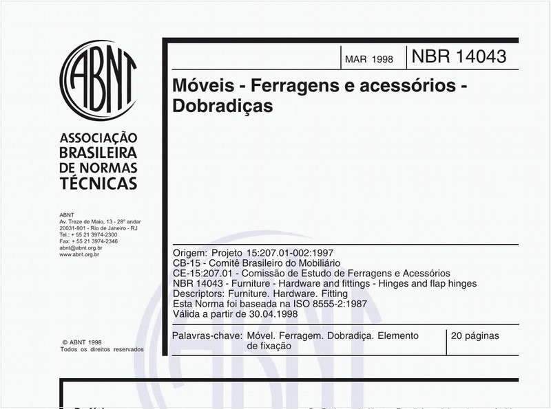 Móveis - Ferragens e acessórios - Dobradiças