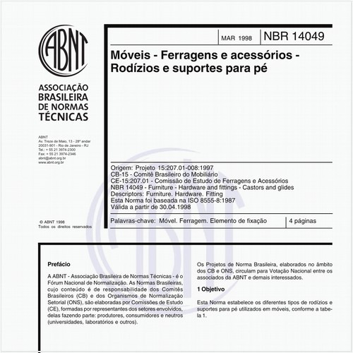 Móveis - Ferragens e acessórios Rodízios e suportes para pé