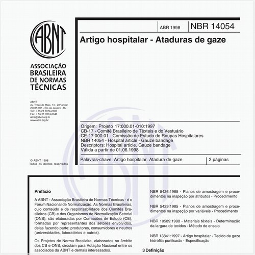 Artigo hospitalar - Ataduras de gaze