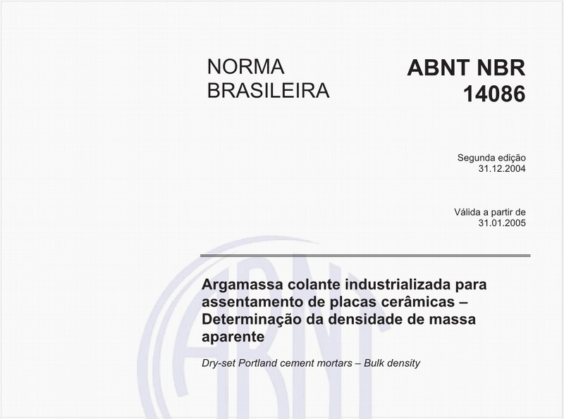 Argamassa colante industrializada para assentamento de placas cerâmicas - Determinação da densidade de massa aparente