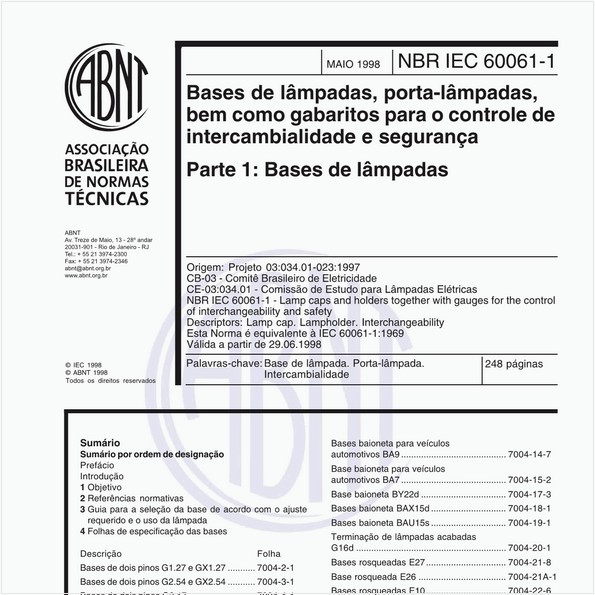 NBRIEC60061-1 de 05/1998
