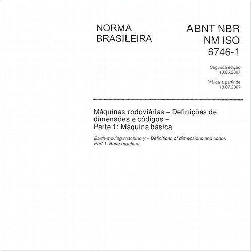 Máquinas rodoviárias - Definições de dimensões e códigos - Parte 1: Máquina básica