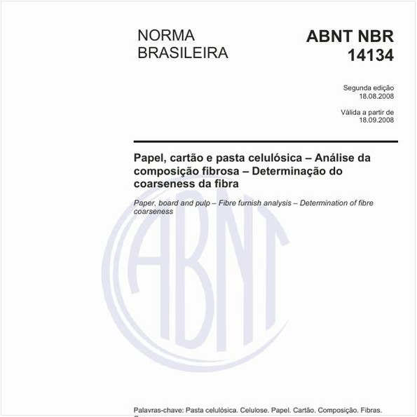 Papel, cartão e pasta celulósica - Análise da composição fibrosa - Determinação do coarseness da fibra