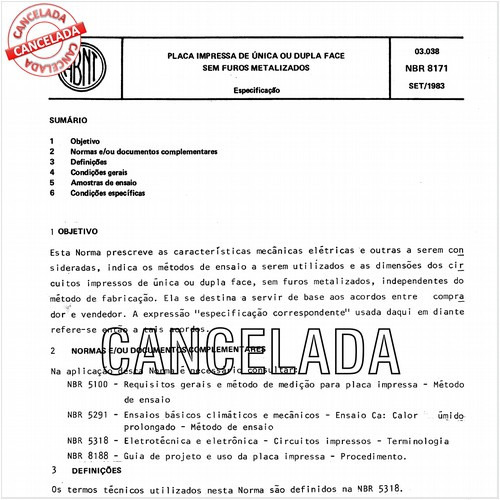 Placa impressa de única ou dupla face sem furos metalizados