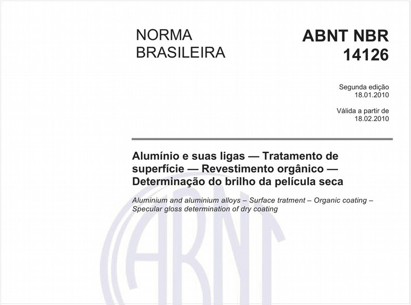 Alumínio e suas ligas — Tratamento de superfície — Revestimento orgânico — Determinação do brilho da película seca