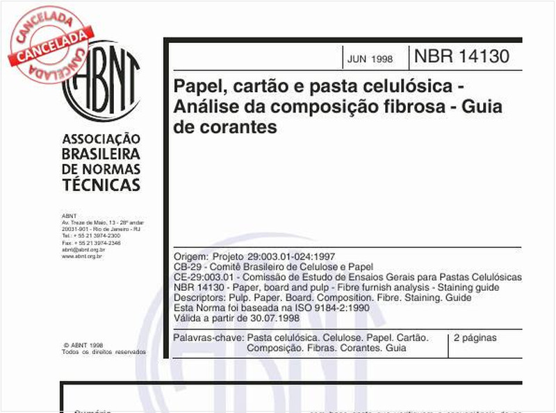 Papel, cartão e pasta celulósica - Análise da composição fibrosa - Guia de corantes