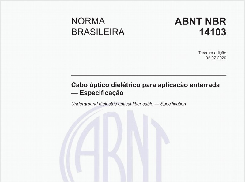 Cabo óptico dielétrico para aplicação enterrada — Especificação