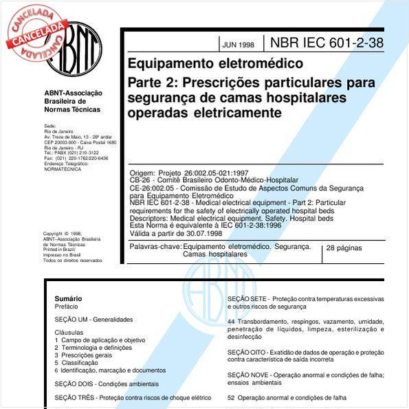 Equipamento eletromédico - Parte 2: Prescrições particulares para segurança de camas hospitalares operadas eletricamente
