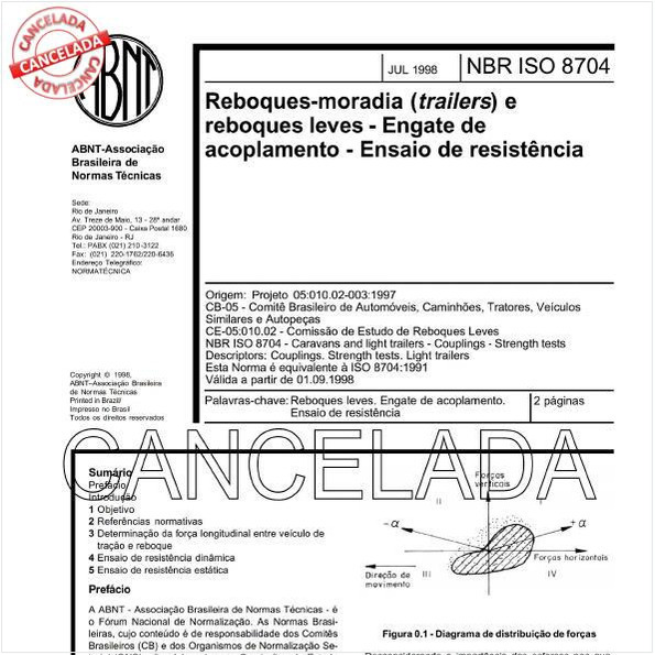 Reboques-moradia (trailers) e reboques leves - Engate de acoplamento - Ensaio de resistência