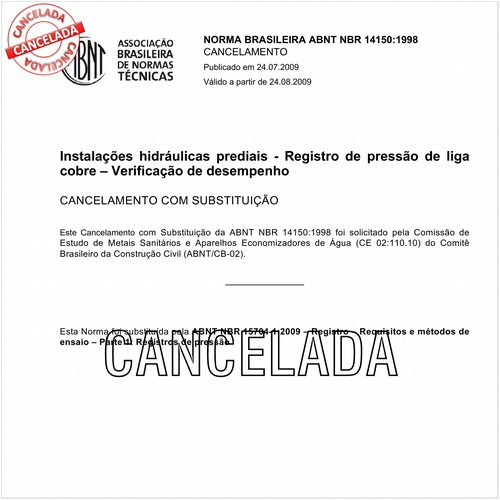 Instalações hidráulicas prediais - Registro de pressão de liga de cobre - Verificação de desempenho