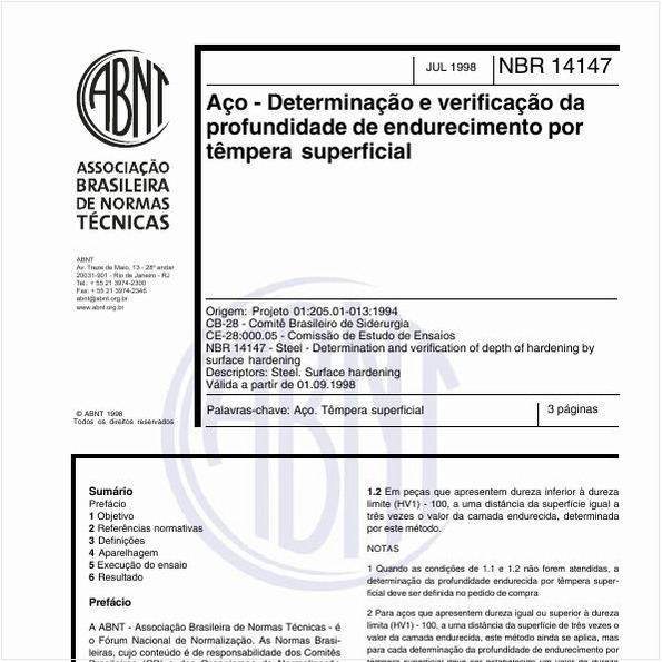 Aço - Determinação e verificação da profundidade de endurecimento por têmpera superficial