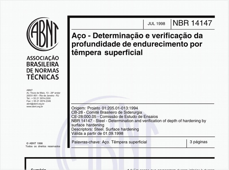 Aço - Determinação e verificação da profundidade de endurecimento por têmpera superficial