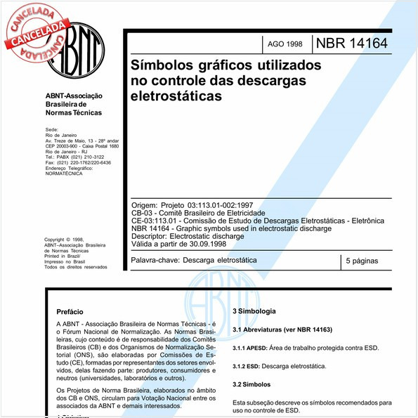 Símbolos gráficos utilizados no controle das descargas eletrostáticas