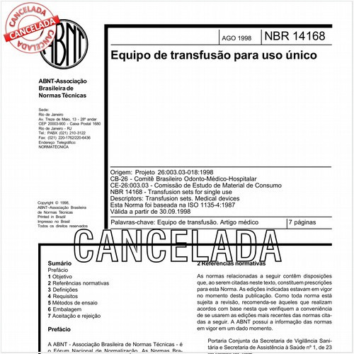 Equipo de transfusão para uso único