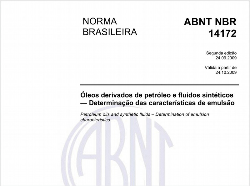 Óleos derivados de petróleo e fluidos sintéticos - Determinação das características de emulsão