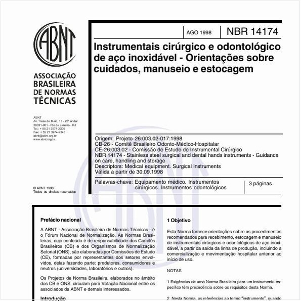 Instrumentais cirúrgicos e odontológico de aço inoxidável - Orientações sobre cuidados, manuseio e estocagem